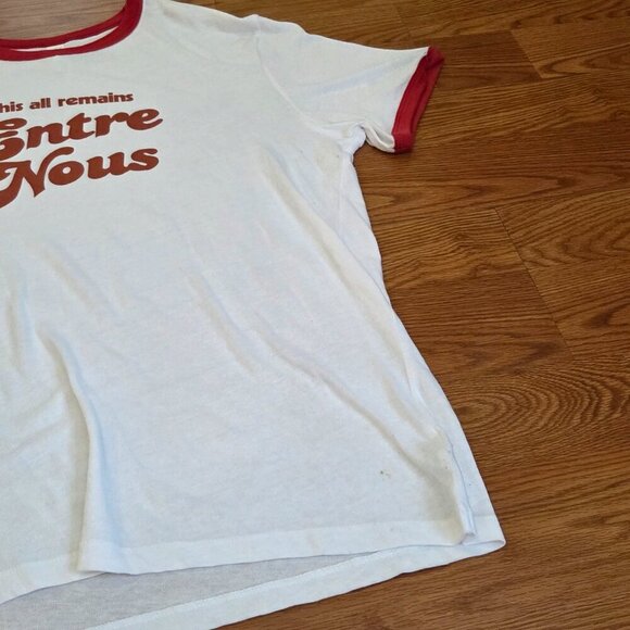 The Holdovers Movie Retro Ringer T-shirt Men’s XL ‘Entre Nous’ White Red Tee - Picture 3 of 12